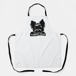 Peeking Yorkie Black Silhouette Yorkie Mum  Apron