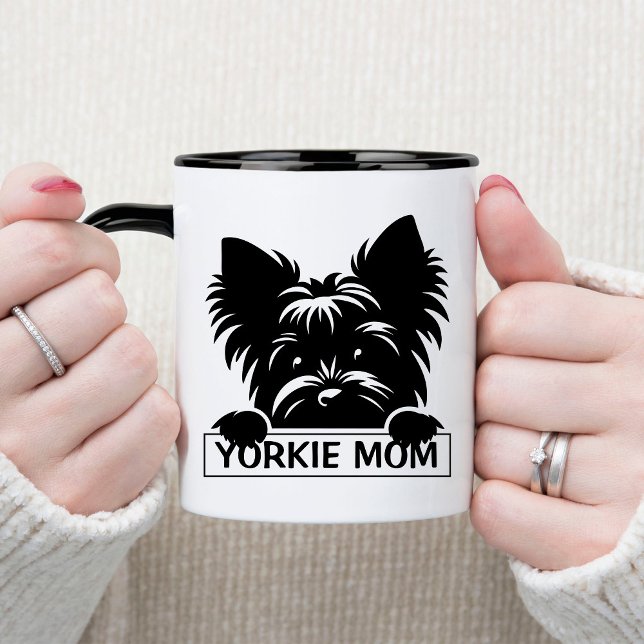 Peeking Yorkie Black Silhouette Yorkie Mum  Mug (Creator Uploaded)