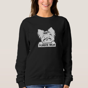 Peeking Yorkie Black Silhouette Yorkie Mum Sweatshirt
