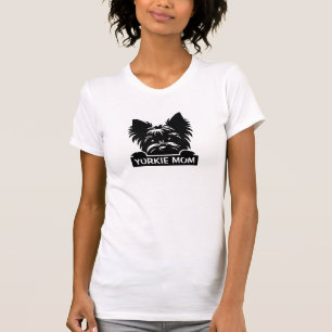Peeking Yorkie Black Silhouette Yorkie Mum T-Shirt