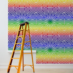 Peel and stick modern rainbow checks and circles wallpaper