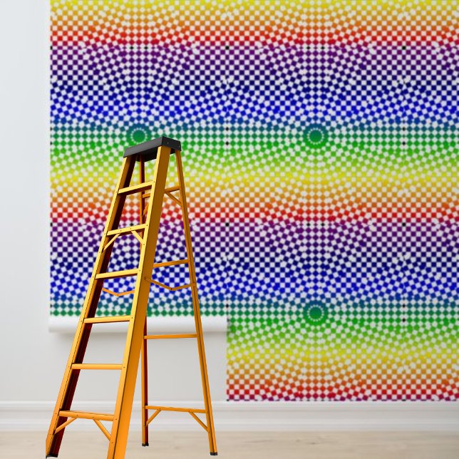 Peel and stick modern rainbow checks and circles wallpaper (Peel and stick modern rainbow checks and circles wallpaper)