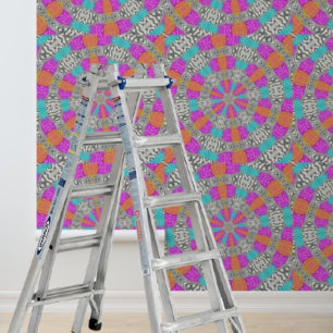 Peel and Stick multi-coloured circles zebra patter Wallpaper