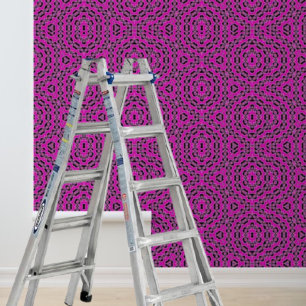 Peel and stick pink black geometric pattern wallpaper