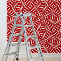 Peel and Stick Red White Geometric Spiral Circles