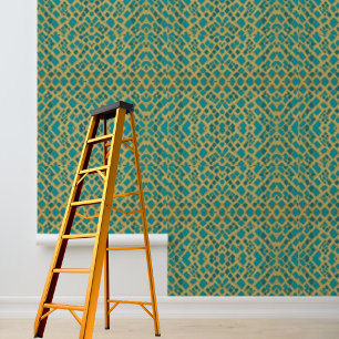 Peel and Stick Wallpaper blue gold geometric