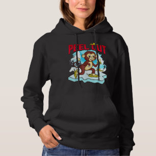 Peel Out Funny Chimpanzee Cute Monkey Ice Skate Sk Hoodie