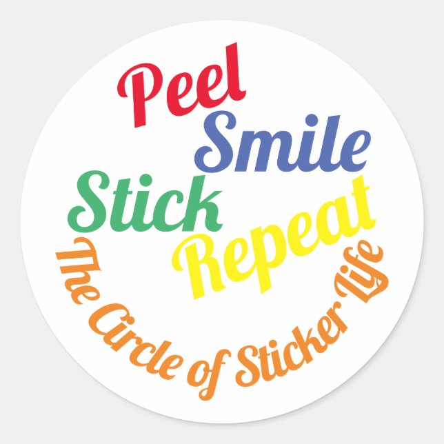 “Peel, Smile, Stick, Repeat” sticker (Front)