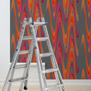 Peel stick modern  grey orange zig-zag pattern wallpaper