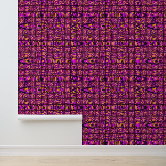 Peel Stick Pink Purple Orange Woven Pattern  Wallpaper (Application)