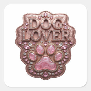 Peelable Gold DOG LOVER Square Sticker