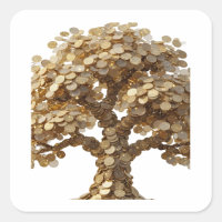 Peelable Silver TREE OF MONEY Sticker Design
