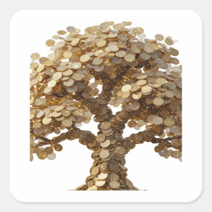 Peelable Silver TREE OF MONEY Sticker Design