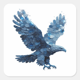 Peelable Silver WATER EAGLE Decal Design Square Sticker