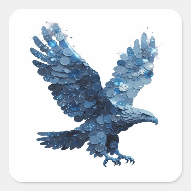 Peelable Silver WATER EAGLE Decal Design Square Sticker (Front)