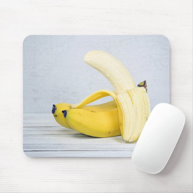 Peeled Banana On Wood Mouse Pad (With Mouse)