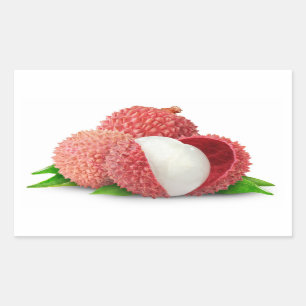 Peeled lychee fruits rectangular sticker