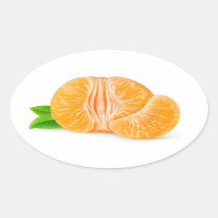 Peeled tangerine oval sticker