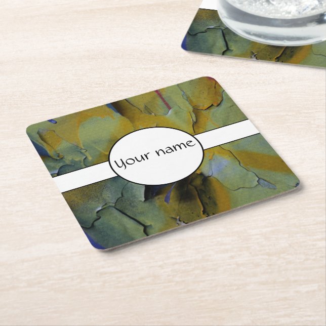 Peeling paint square paper coaster (Angled)