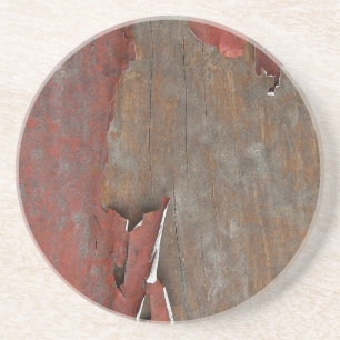 Peeling Red Paint on Old Barn Wood Coaster