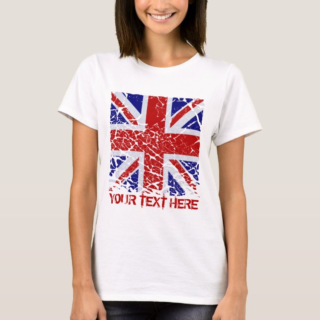 Peeling Union Jack Flag of The UK T-Shirt (Front)
