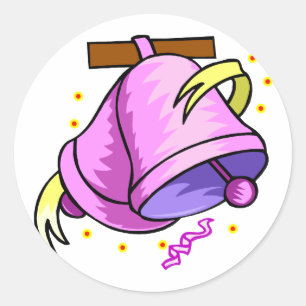 Peeling Wedding Bells Classic Round Sticker