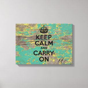 Peeling Yellow and Green Paint Keep Calm Canvas Print