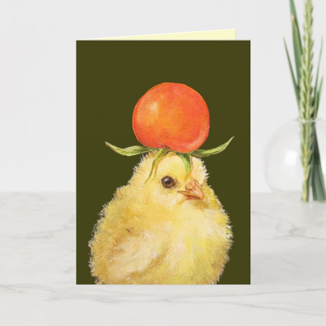 peep with cherry tomato hat card (Front)