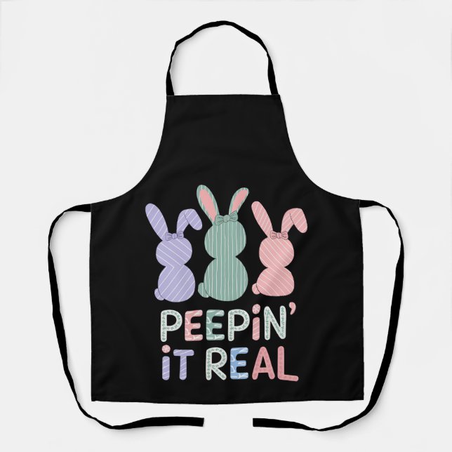 Peepin' It Real Bunny Rabbits Easter Bunnies Apron (Front)