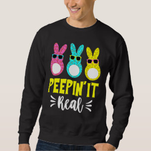 Peepin It Real Cute Rabbit Face Trio With Glasses Sweatshirt