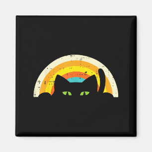 Peeping Black Cat Rainbow Vintage Halloween Men Magnet