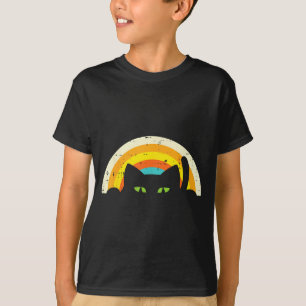 Peeping Black Cat Rainbow Vintage Halloween Men T-Shirt