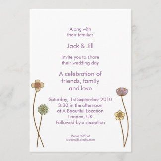 Peeping flowers (white) 5x7 invitation
