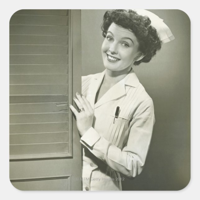 Peeping Nurse Square Sticker (Front)