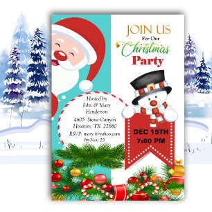 Peeping Santa Christmas Invitation