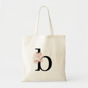 Peersonalized Floral Monogram Letter Tote Bag
