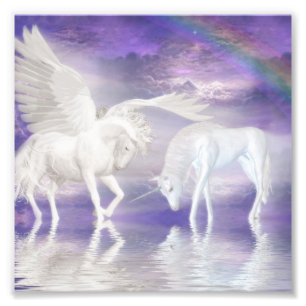 Pegasus and unicorn photo print