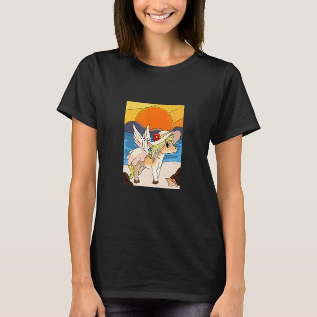 Pegasus At The Beach T-Shirt (Front)