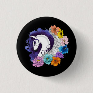 Pegasus Black Floral 3 Cm Round Badge