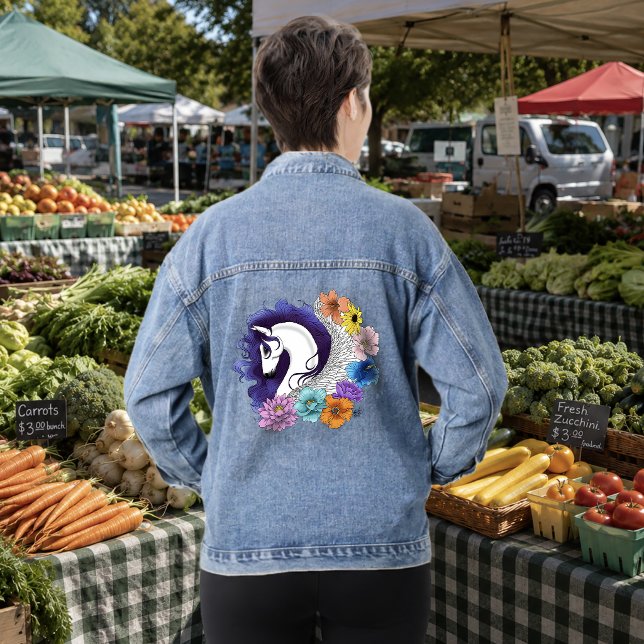 Pegasus Black Floral Denim Jacket (Creator Uploaded)