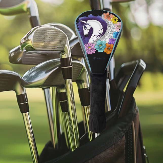 Pegasus Black Floral Golf Head Cover (Creator Uploaded)