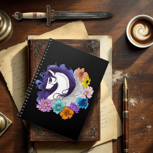Pegasus Black Floral Notebook