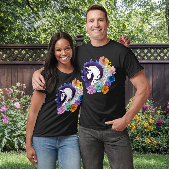Pegasus Black Floral T-Shirt (Creator Uploaded)