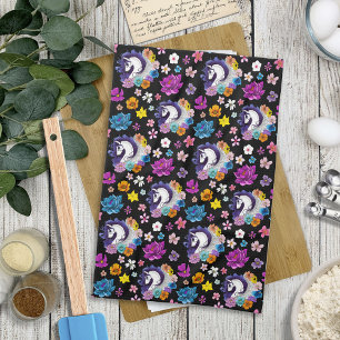 Pegasus Black Floral Tea Towel