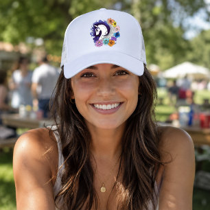 Pegasus Black Floral Trucker Hat