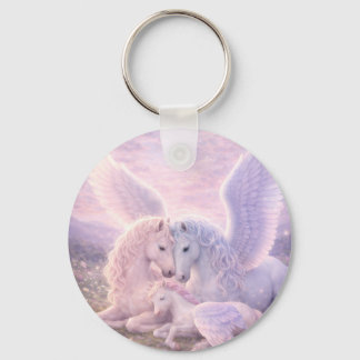 Pegasus Family – Soft Pastel Fantasy Canvas Art Key Ring