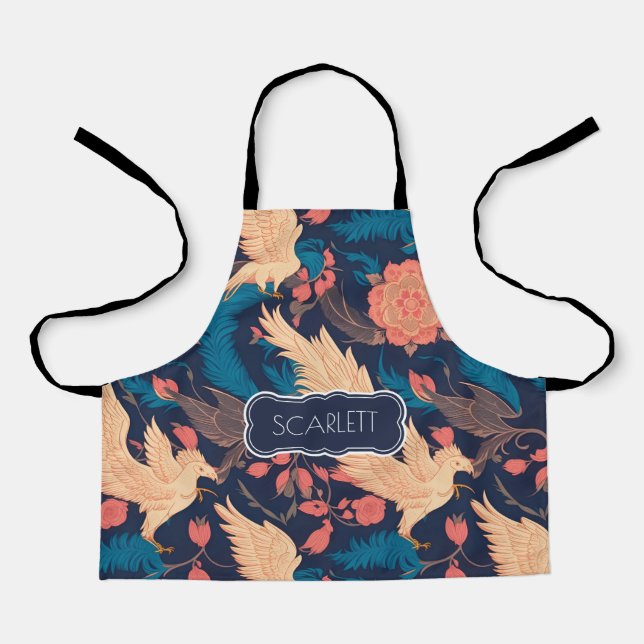 Pegasus Floral Colourful Personalised Pattern Apron (Front)