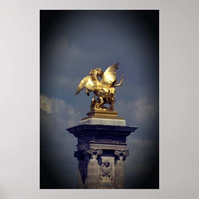 Pegasus Gilded bronze statue skulptur Paris Pont Poster (Front)