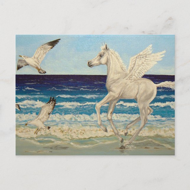 Pegasus Horse & Sea Gulls Fantasy postcard (Front)