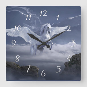 Pegasus in flight  square wall clock